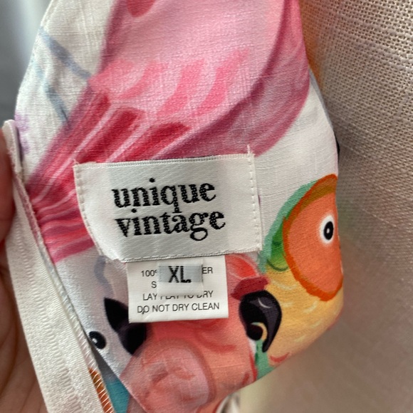 ❌SOLD❌UNIQUE VINTAGE MODCLOTH XL PARROT TROPICAL BIRD SWING DRESS SWEETHEART - Picture 9 of 9
